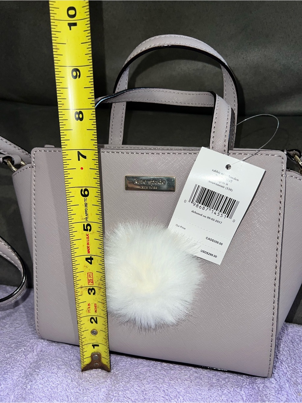 kate spade | rabbit mini hayden | Bunny Accent Satchel in Light Lavender - Picture 8 of 8